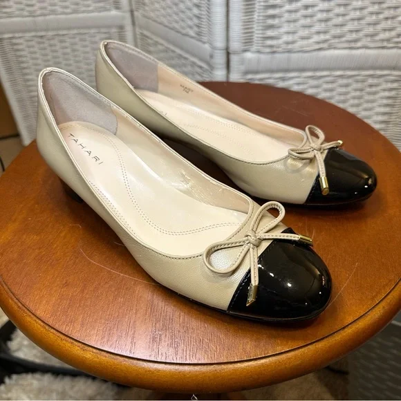 Tahari Leather "Maisy" Cap Toe Block Heel 7M - Picture 3 of 11